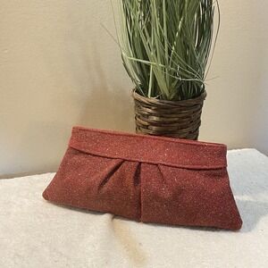Lauren Merkin Clutch Oxblood Red Sparkle Pattern Hinged‎ Purse NYC